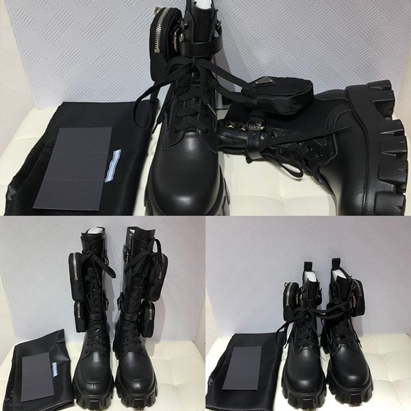 

designer womens monolith motorcycle boots luxury black knee-high bag boots platform with box size 35-40