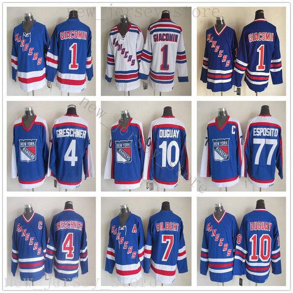 

mens new york rangers hockey jerseys 10 ron duguay 1 eddie giacomin 4 ron greeschner 7 rod gilbert 77 phil esposito weathing jersey, Black;red