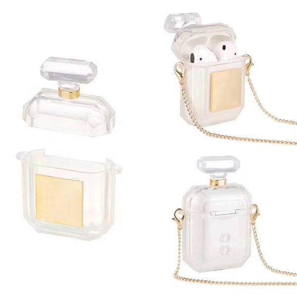 

perfume bottle designer case with anti-lost buckle for apple airpods 1/2 airpods pro two colors optional with retail package