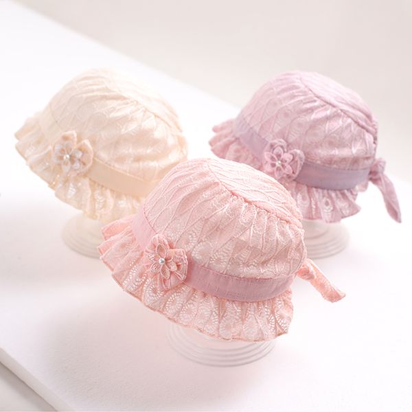 

baby hat summer thin princess fisherman hat newborn baby, Yellow