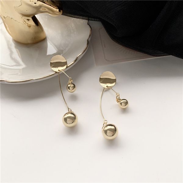 

2020 new silver pins korea simple earrings simple ins metal sequin ball drop earrings for girl women fashion jewelry accessories