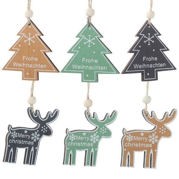 

2pcs christmas ornaments christmas tree decor wood painted elk pendant xmas party decor deer pendants for home