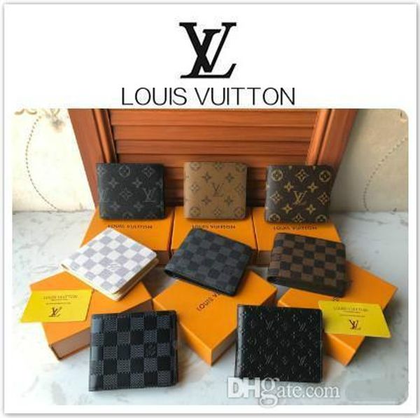 

Men wallet real leather hort coin pur e 166 13 loui 13 vuitton fa hion wallet for male with card holder photo holder with du t bag, Black;brown