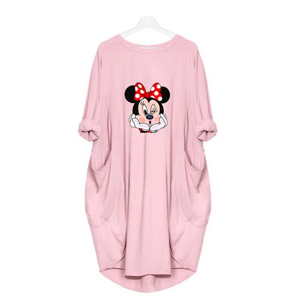 

dress women spring cartoon printed pocket loose dresses vintage maxi oversized party casual dresses women plus size dress, Black;gray