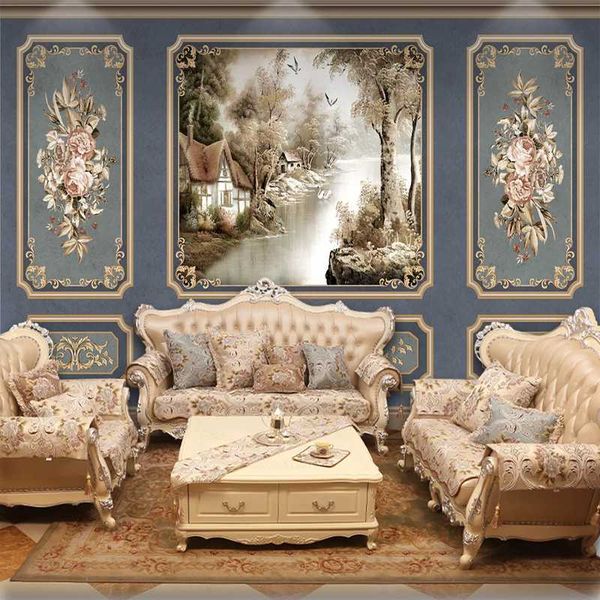 

custom european style retro 3d flowers art mural wallpaper living room bedroom blue p backdrop wall papers home decor