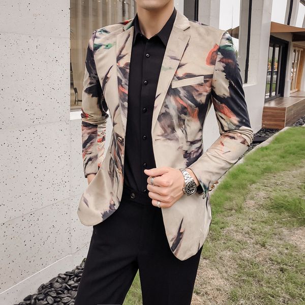 

new mens blazer male british single breasted flower party men suit jacket fashion europe size 5xl slim fit mens blazers, White;black
