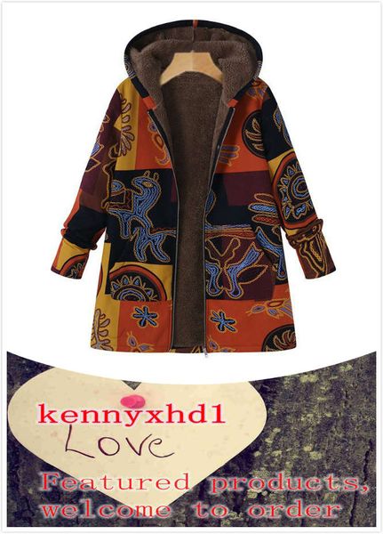 

зима новый крупный размер женщин позиционирование печатных флиса с капюшоном свитер теплое пальто, Black