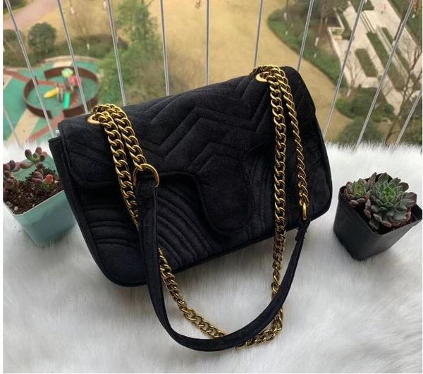 

fashion women shoulder bags classic gold chain 26cm velvet bag new style handbag tote bags messenger handag hk087