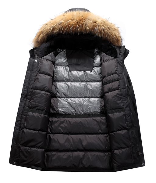 

brand men's down jacket 2019 winter new style hooded design thicken windproof warm fashion white duck down parker coats male, Black