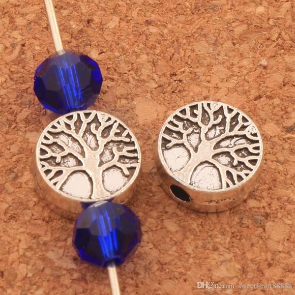 

200шт много 9x9mm family tree of life charm beads круглый распорки античные серебряные свободные шарики ювелирных изделий выводы l1830, Bronze;silver