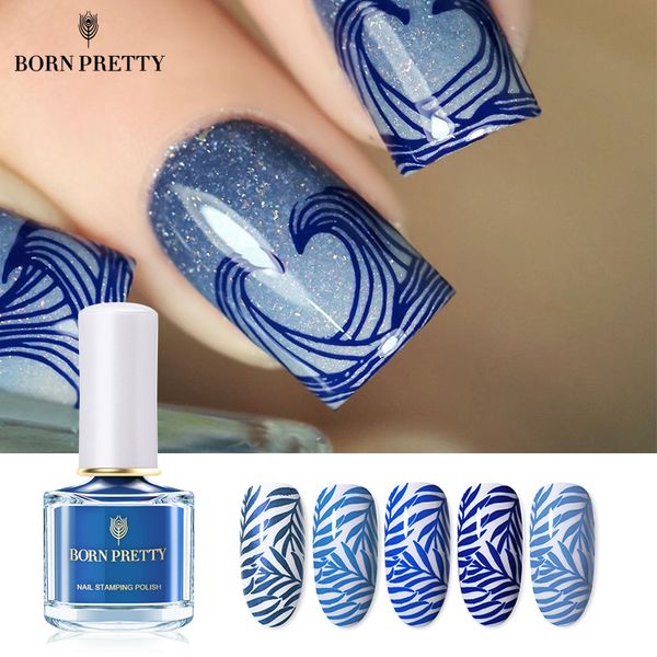 

born pretty beach walking series 6ml nail stamping polish varnish stamp lacquer light blue manicure art image printing vernis