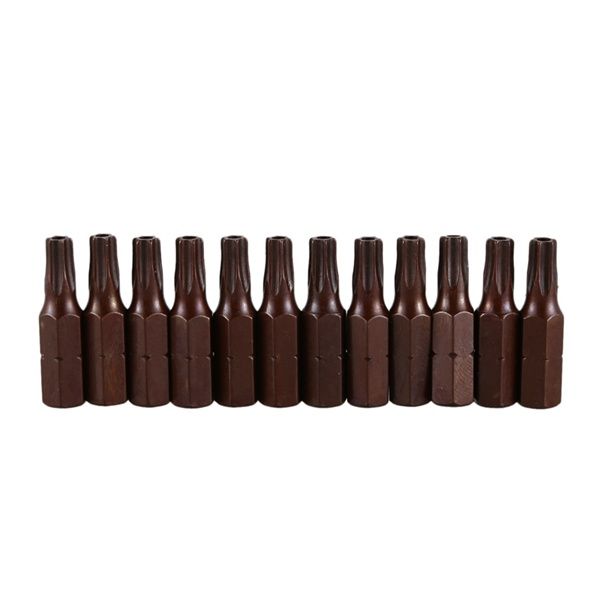 

12 pcs 1/4-inch hex shank magnetic t25 torx security screwdriver bits