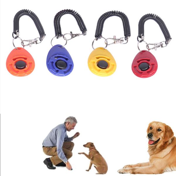 

pet bark clicker deterrents trainer pet dog puppy training adjustable sound wrist key chain universal dog training clicker tc190402