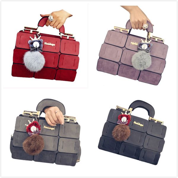 

fggs the new spring/summer women bag pu leather suture boston bag inclined shoulder women leather handbags 4 colors
