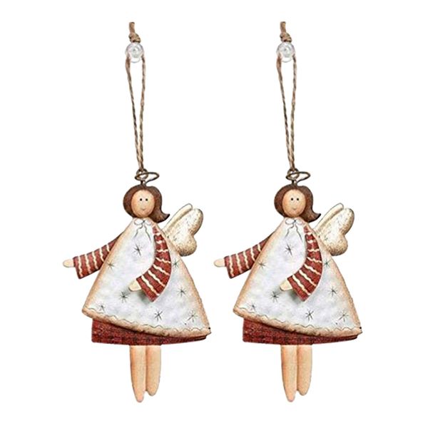 

pack of 2, adorable angel christmas display ornaments xmas baubles white