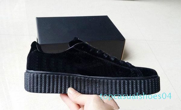 

sale womens rihanna riri fenty platform creeper velvet pack burgundy black grey color brand ladies classic casual shoes36-39 t04