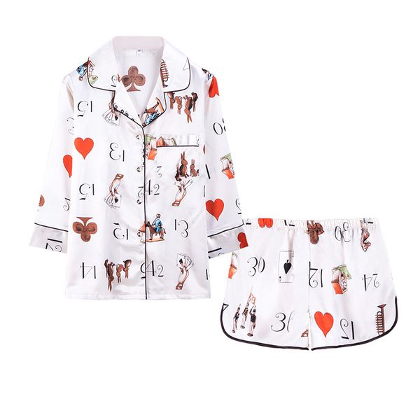 

silk pyjamas poker print pajamas with shorts satin pijamas de mujer de verano 2020 women's nightgown teenage girls clothes, Blue;gray