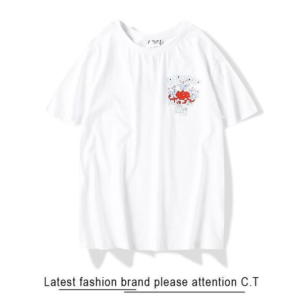 

футболка 20ss мужчины высокое качество дешевые кошка гриб чужеродный хлопок с коротким рукавом мода круглый вырез досуг половина рукава новы, White;black