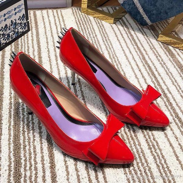 

new fashion women's high-heeled patent leather material soft and comfortable heel liu ding pointed real banquet high-heele, Black