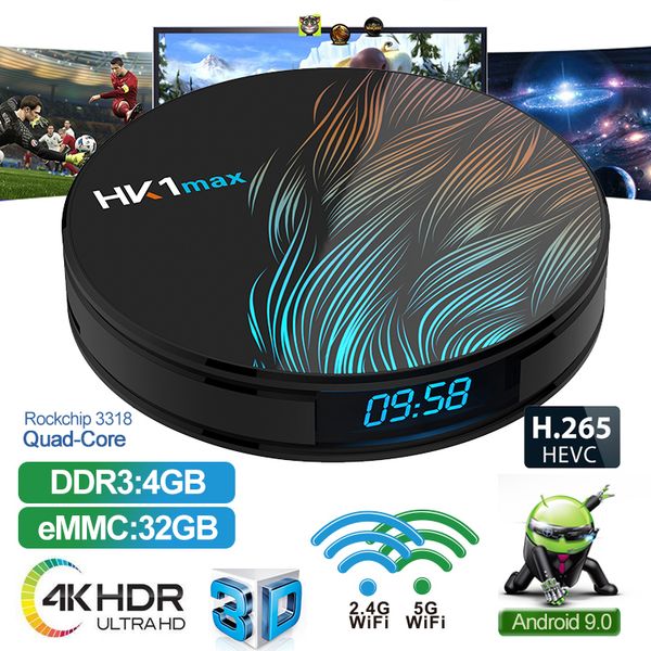 

hk1 max android 9.0 tv box rk3318 quad core dual wifi 2.4g 5g bt4.0 4k usb 3.0 media player