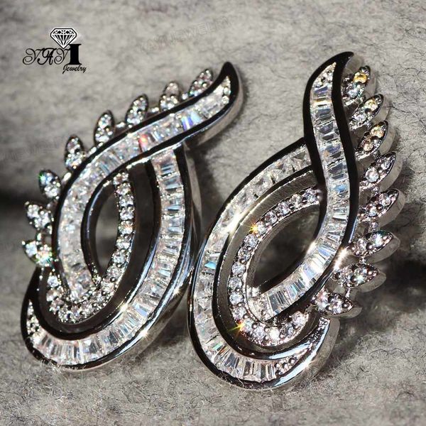 

yayi jewelry fashion princess cut 11 ct white zircon silver color long ear earrings wedding party tassel earrings gifts