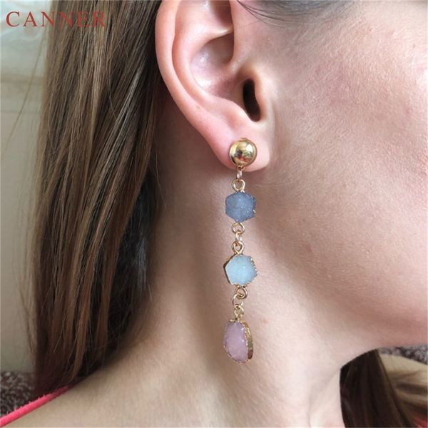 

stone resin earrings geometric long drop earrings for women jewelry statement dangle earring gifts for women brinco c25, Silver
