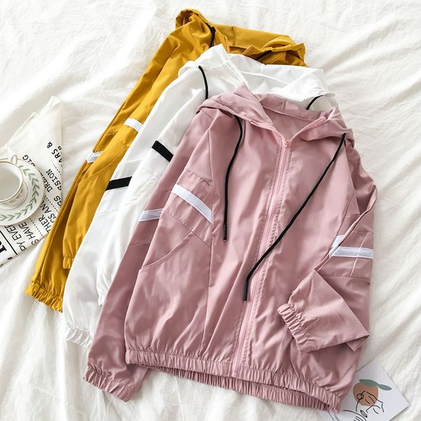 

zqlz spring fashion jackek women 2020 new casual hooded beach white coat female harajuku streetwear autumn jackets womens, Black;brown