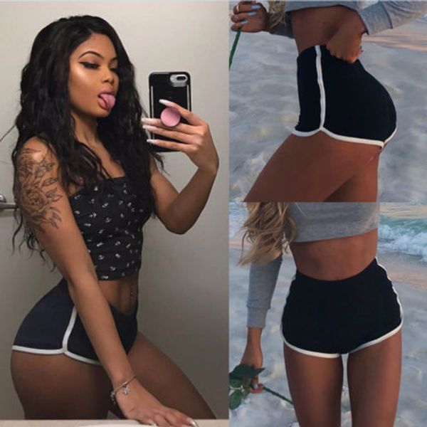 

summer women shorts workout waistband skinny short, White;black