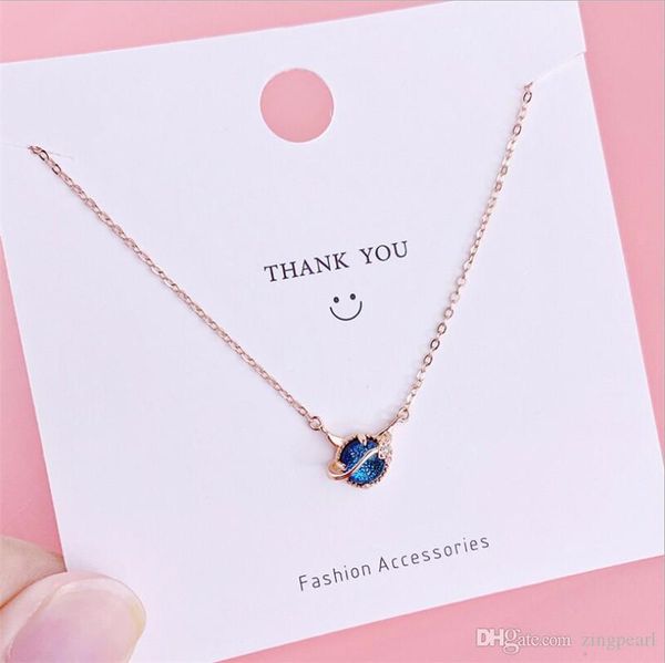 

925 sterling silver fantasy starry sky blue zircon pendant necklaces clavicle chain for women wedding party jewelry gifts