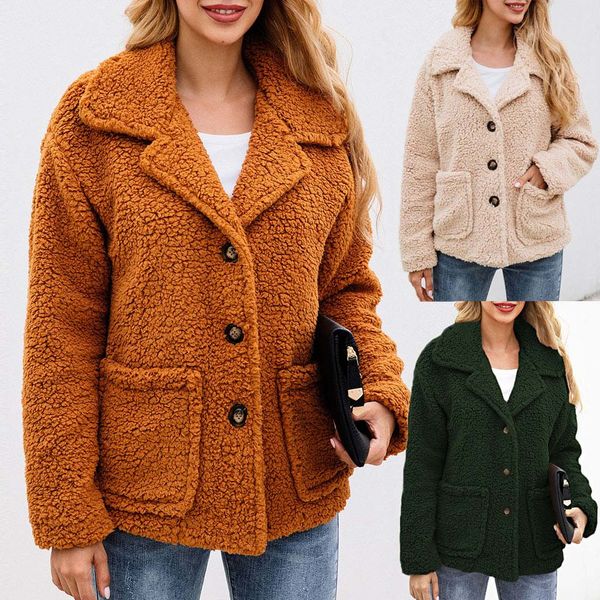 

женщины карманы кнопка фланель с длинным рукавом толстовка пуловер пальто верхняя одежда, Black;brown