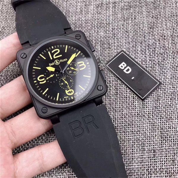

2017 new style men's automatic mechanical limited edition watch bell aviation men sport dive watches black case br01-92 black rubber wa, Slivery;brown