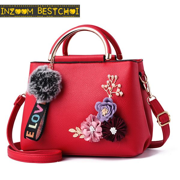 

womens pu leather shoulder bag stereoscopic artificial flower crossbody tote bags female messenger handbags