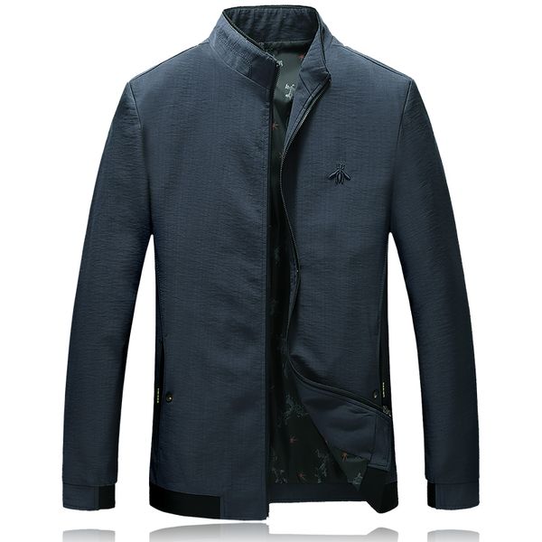 

2020 autumn men casual jacket embroidery big size 8xl 7xl 6xl 5xl stand collar jaket stylish windbreaker jaket1991, Black;brown