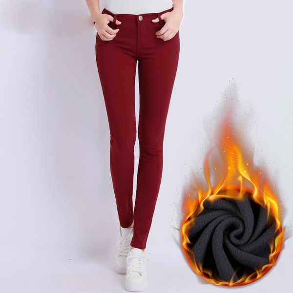 

jeans femme women designer pants womens for warm long skinny woman plus size candy color thick velvet winter warm jeans women stretch, Blue