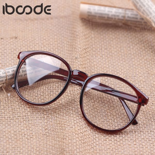 

iboode retro oversize round glasses frame myopia optical frames for men women transparent lens eyeglasses black leopard