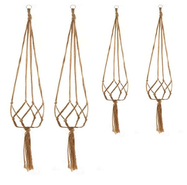 

knotted macrame plant hanger hook vintage cotton linen flowerpot basket lifting rope hanging basket pot holder sn70