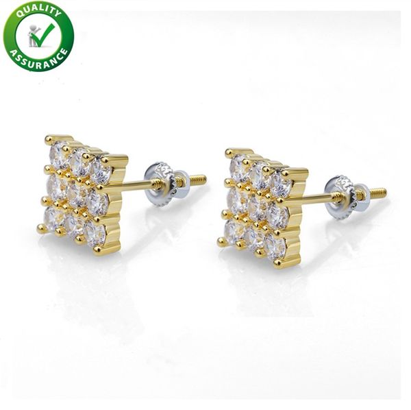 

designer earrings hip hop jewelry mens luxury diamond stud earings gold silver pandora style charms men women fashion rapper love wedding, Golden