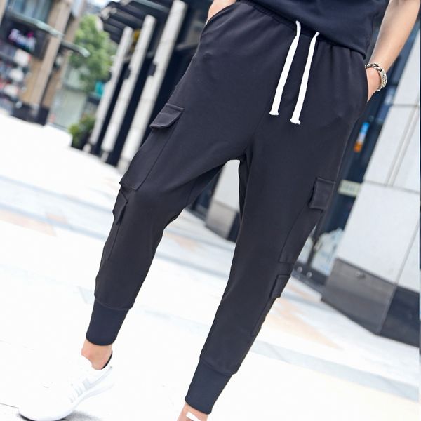 

men's pants 2021 clothing hair stylist fashion street casual jogger harem plus size singer costumes 27-44, Black