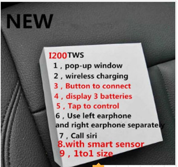 

New airpod 2 earphone i200 tw bluetooth with en or w1 chip pop up real battery capacity wirele head et earbud pod