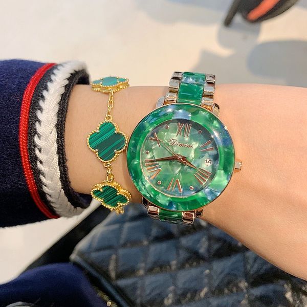 

веб знаменитости мрамор циферблат римское лицо с календарем стальной ремешок женские часы, Slivery;brown