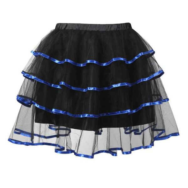 

women gothic skirt elastic high waist patchwork tulle mini skirts faldas ruffle retro vintage steampunk goth punk party skirt, Black