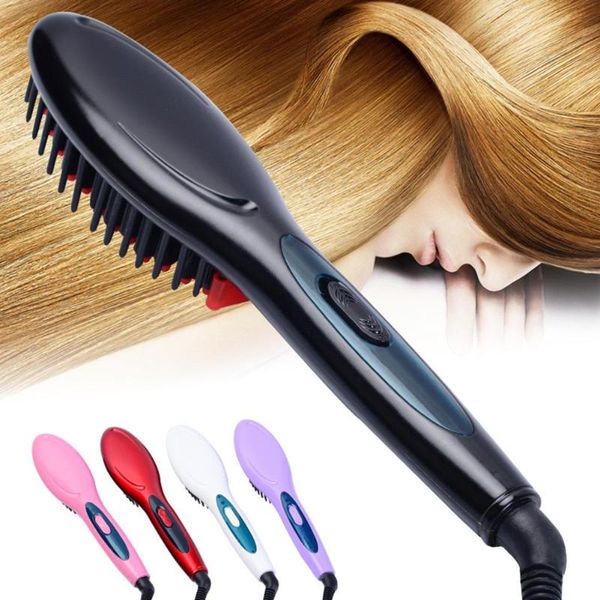 

fast hair straightener comb hair electric brush comb irons straight auto straight massage hairbrush, Black