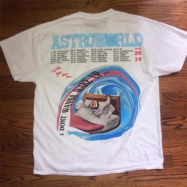 

astroward travis scott mens tshirts designer i don't wanna wake up letter printed summer t shirts, White;black