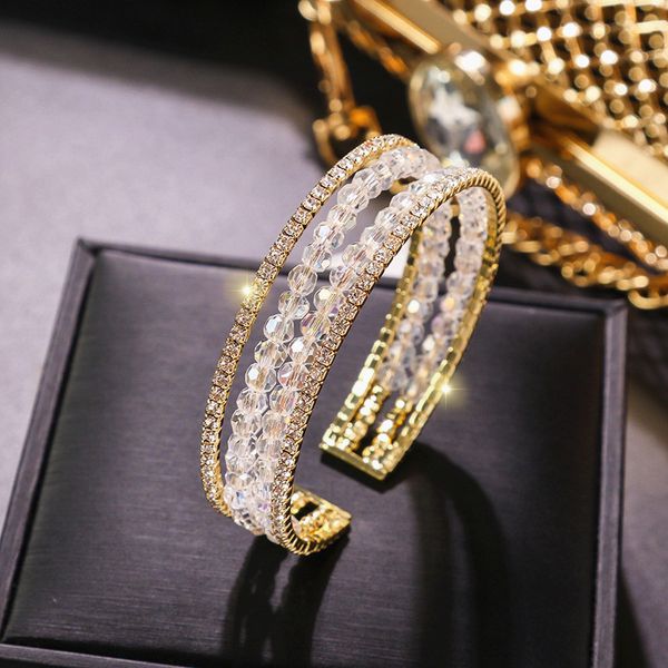 

2020 new simple clear crystal bracelets for women girls summer fashion jewelry korean small fresh bracelets bijoux wholesale, Golden;silver