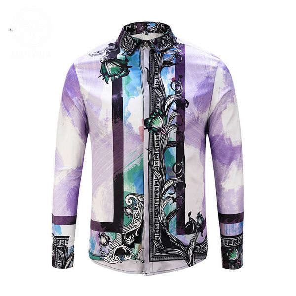 

мужские 2020 роскошная одежда плед 3d printed хип-хоп рубашкам 20ss summer new brand мода повседневная рубашка тонкий мужчины с длинным рука, White;black