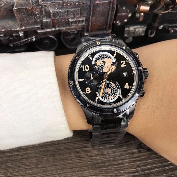 

2019wholesale luxury mbl, 361l stainless steel, multi-function timing, 42mm, men's fashionable quartz watch, waterproof, delivery, Slivery;brown