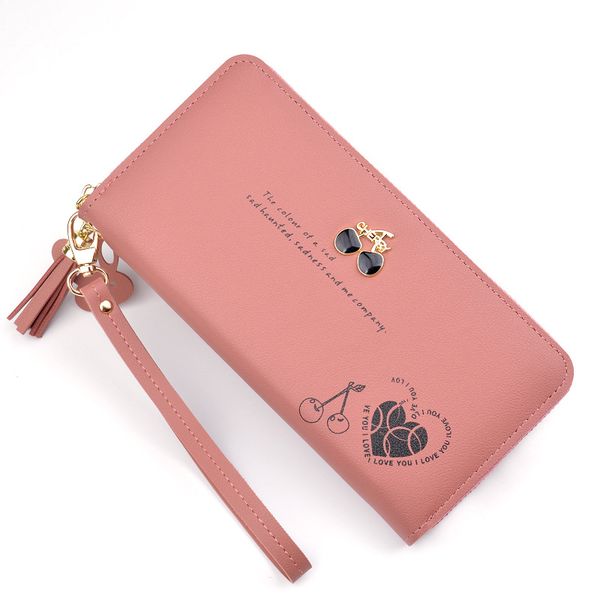 

women long clutch wallet ladies handbag long zipper wallet lychee pattern female purse lady purses phone pocket card, Red;black