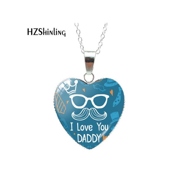

new fashion i love daddy heart necklace fathers gifts super papa i love dad pendant necklace gift for dad men jewelry hz3, Silver