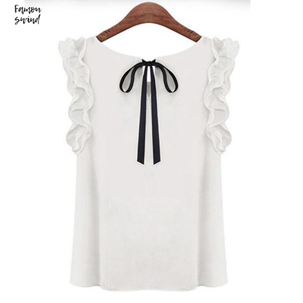 

2019 tie сексуальной блузка рубашка женских элегантного лук summer casual o шея бабочка рукава белых женщины блуза roupas, White