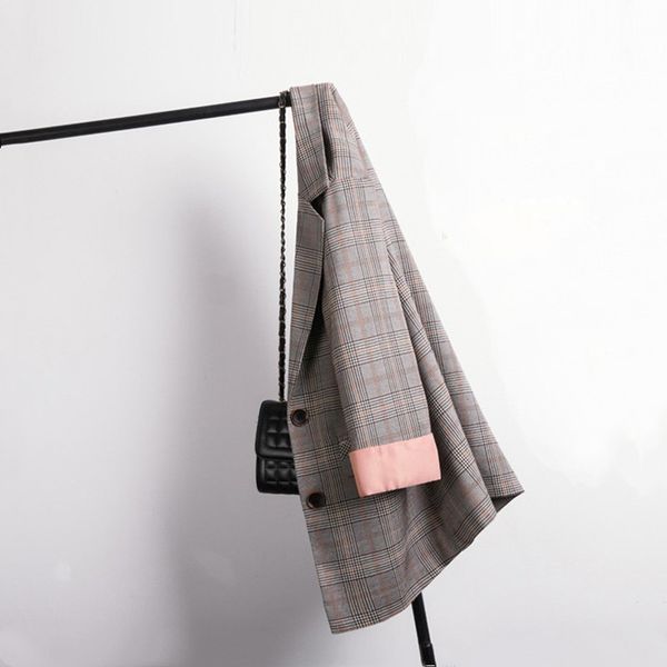 

три четверти рукав плед пальто деловой костюм женщин в, White;black